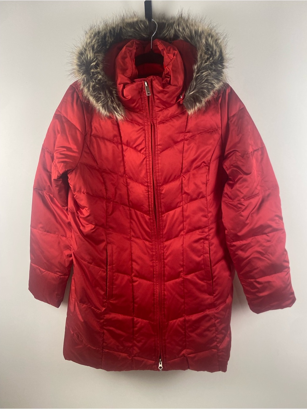 NWT Land’s End Red Max 600 Waterproof Down Puffer Coat Detachable Hood Size M